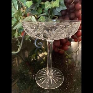 ✡️Crystal Cut Star of David Pinwheel Stemmed Champagne Glass 6 1/4”